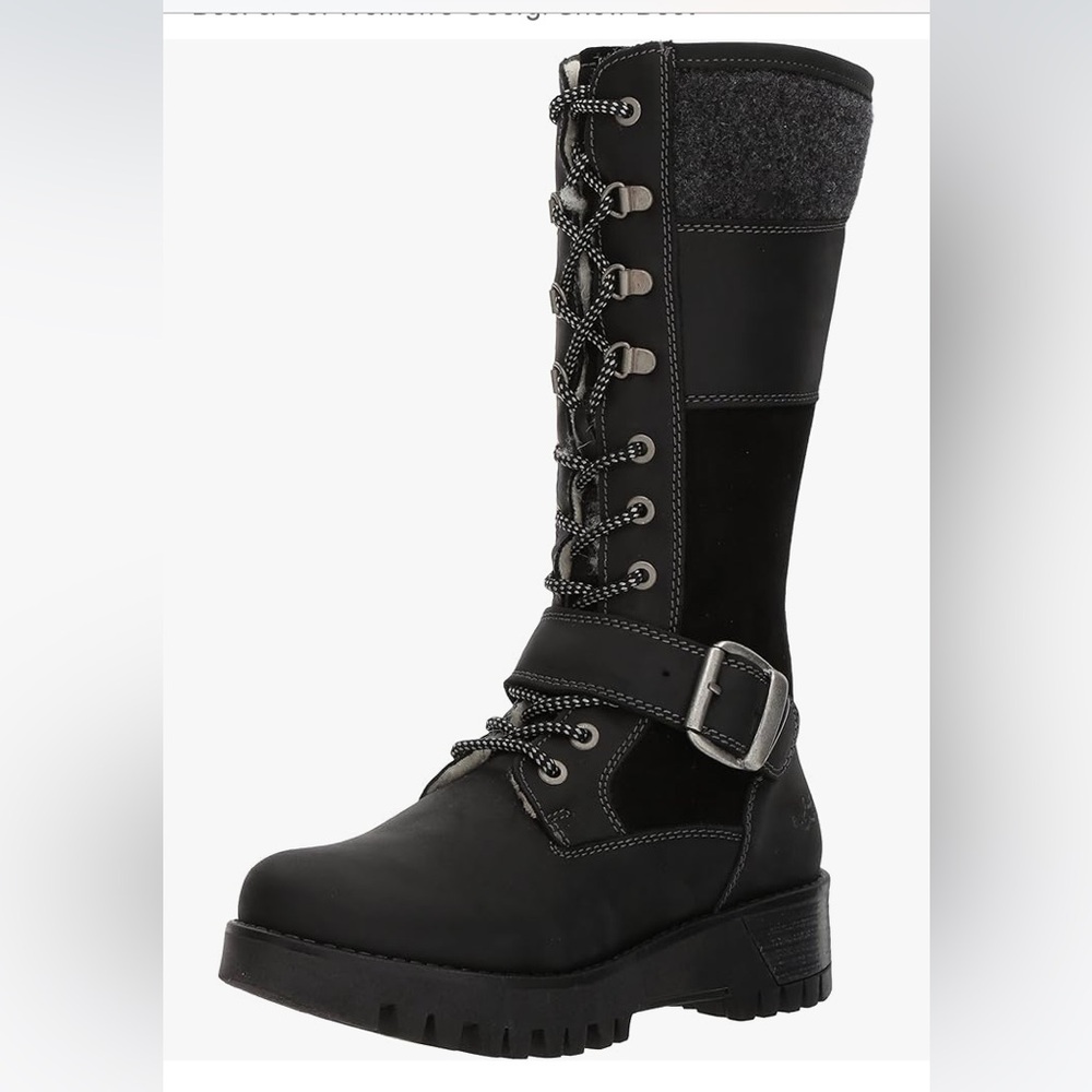 Bos. & Co. Black Georgi Lace-Up Buckle Side Zip Boots